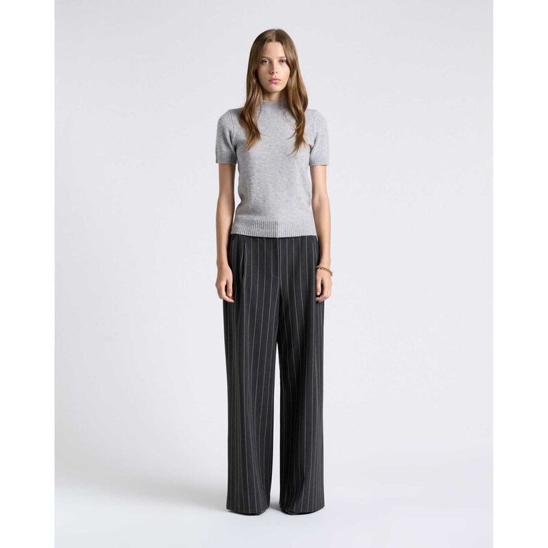 Cue Merino Cashmere Blend Mock Neck Short Sleeve Knit image number 3